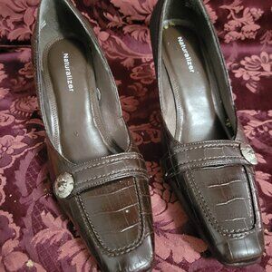 Naturalizer Brown Croco Leather Pumps Size 8.5